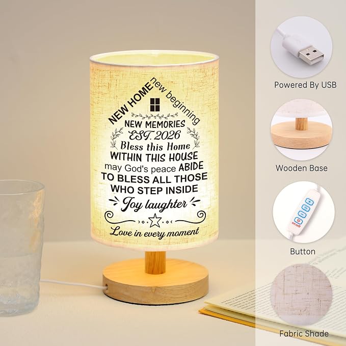 WSYEAR House Warming Gifts New House Decor, Table Lamp Best Housewarming Gifts 2026 New Home Gift Ideas Women Couple, New Home New Adventure New Memories