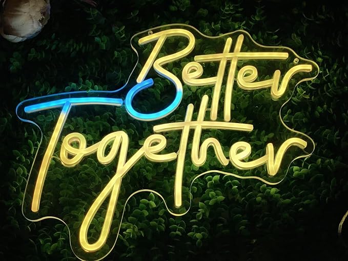 Ulalaza RGB & Color Flow Effect Better Together LED Neon Sign with Remote Control Music Sync Timer Setting LED Acrylic Light for Wall Party Décor Bedroom Bar Wedding Home Birthday USB Powered