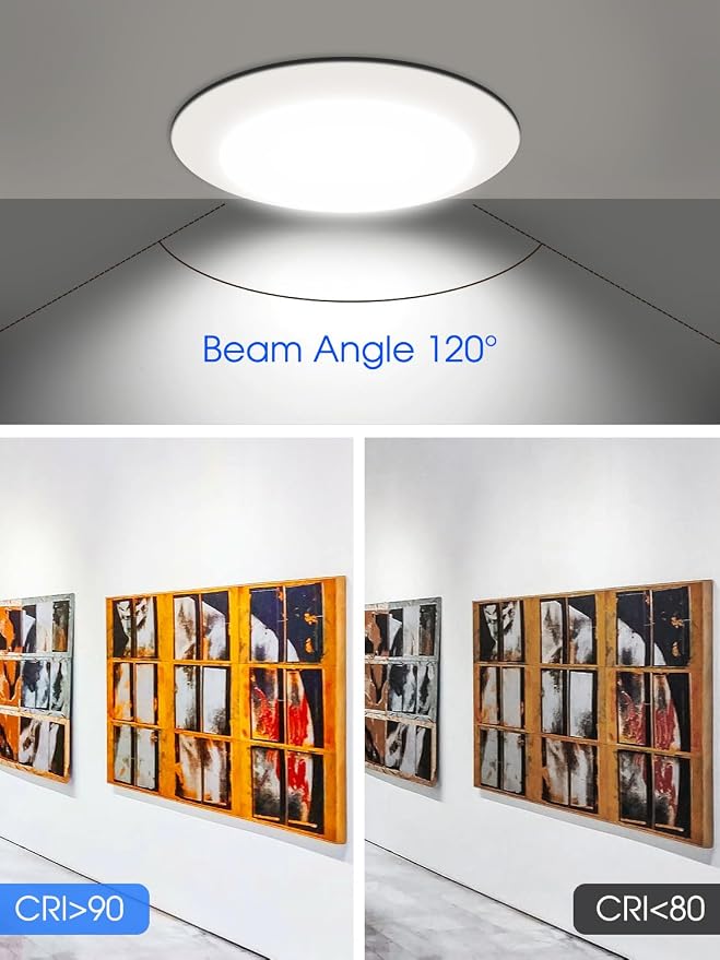 2 Pack 6 Inch LED Disk Light, Dimmable Flush Mount Ceiling Lights, Daylight 5000K, 15W 1100LM, CRI 90+, Low Profile Surface Mount Ceiling Disc Light, Wet Rated, Installs into Junction Box, ETL & FCC