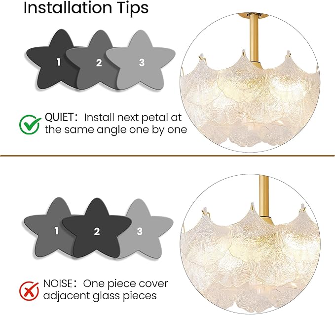 20'' Fandelier Ceiling Fans with Lights, Gold Caged Ceiling Fan with Remote Low Profile, 6 Speed and Gingko Leaf, Modern Semi Flush Mount Ceiling Fan for Bedroom, Living Room, Nursery