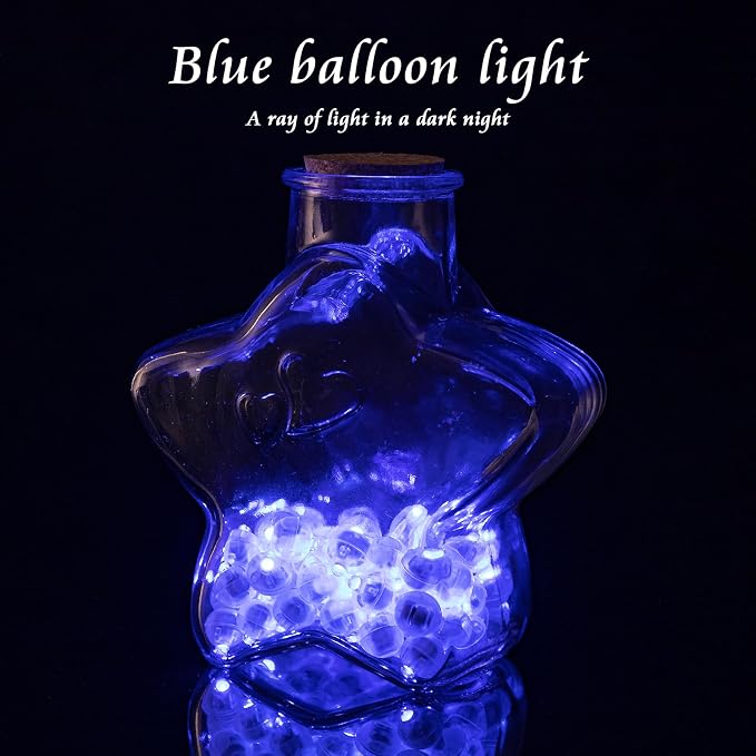200pcs Balloon Lights Warm White Mini LED Lights Round Long Standby Time Multicolor Ball Lamps Paper Lantern for Easter Birthday Party Christmas Halloween Decoration Blue