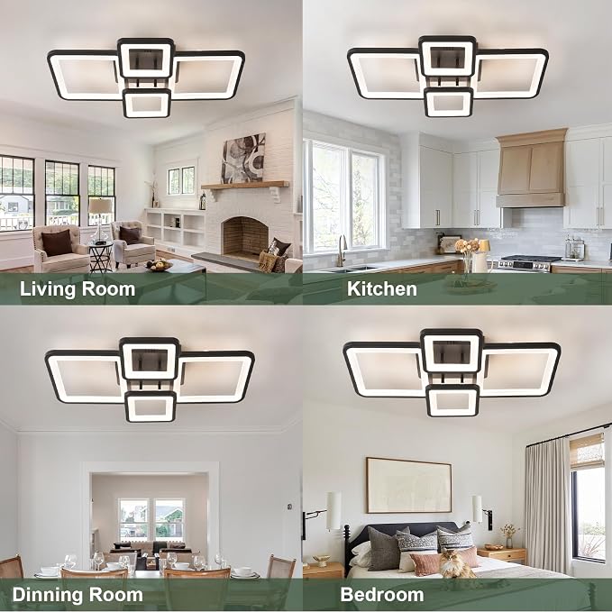 24" 42W Light Fixtures Ceiling Mount 1432LM Living Room Light Fixture | 3000-6500K Remote control APP Adjustable color temperature brightness Memory function Night light for Bedroom Kitchen Modern