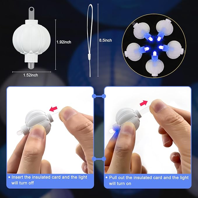 Aogist 48 Pack Small LED Lights Battery Powered Waterproof Hanging Light Last 48 Hours for Paper Lanterns,Balloons,Floral,Weddings & Festival Christmas Decorations,Blue