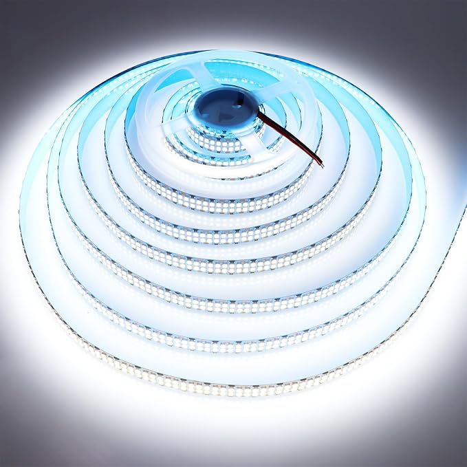 2835 SMD Cold White LED Strip Lights 6500K Double Row 2400 LEDs 5M | 16.4ft Flexible LED Strip Tape Light Ribbon Lamp DC12V LED Daylight Dimmable Strip Lights for Bedroom Living Room Lighting