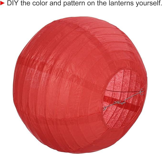 PATIKIL 8 Inch Paper Lanterns, 6 Pack Round Folding Hanging Lamp Shade for Wedding Home Party Festival Celebration, Red