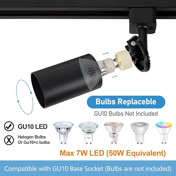 12-Light LED Track Lighting Kit with 13FT H Track Lighting Rails & Floating Canopy Connector, GU10 Track Light Kit, Modern Kitchen Track Lighting Fixtures Ceiling Spot Light, Black(No Bulbs)