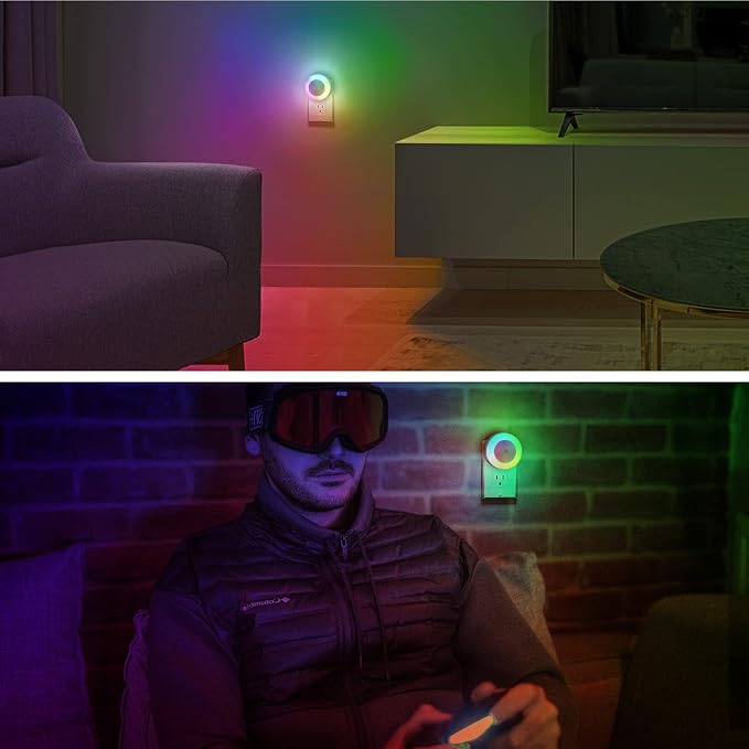Night Light for Kids, Dynamic RGB Color Changing Night Lights | Nightlight with Light Sensors, Kids NightLights for Bedroom, Plug in Night Light for Boys, Girl NightLight, 4 Pack