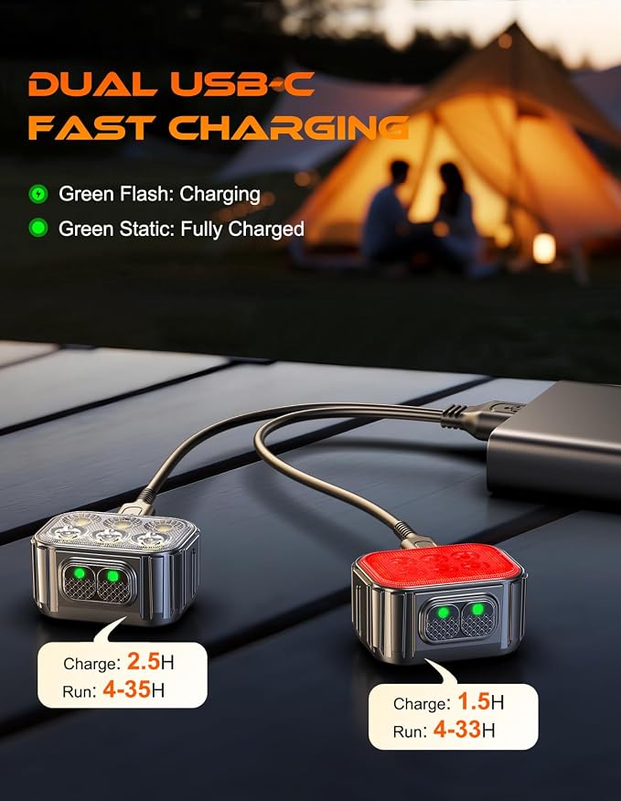 Bike Lights Super Bright, Rechargeable Bicycle Lights Set Multiple Modes, Waterproof Bike Lights for Night Riding/Cycling Safety, Front and Back Bike Reflectors Light, Long Battery Life
