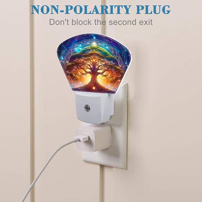 Fantasy Tree of Life Night Light Tree in Milky Way Nightlight Plug into Wall with Dusk to Dawn Sensor for Kid Girls Boys Women Men Room, Hallway, Kitchen, Bathroom, Stairs Decor