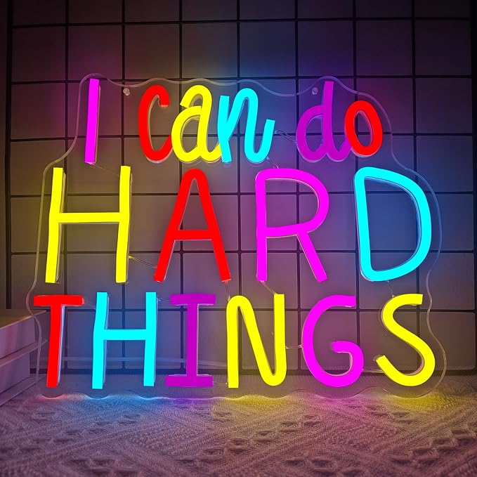 I Can Do Hard Things Neon Sign Led Signs for Classroom Dimmable Neon Lights for Wall Kids Neon Sign for Bedroom Birthday Classroom Backdrop Decor Aesthetic