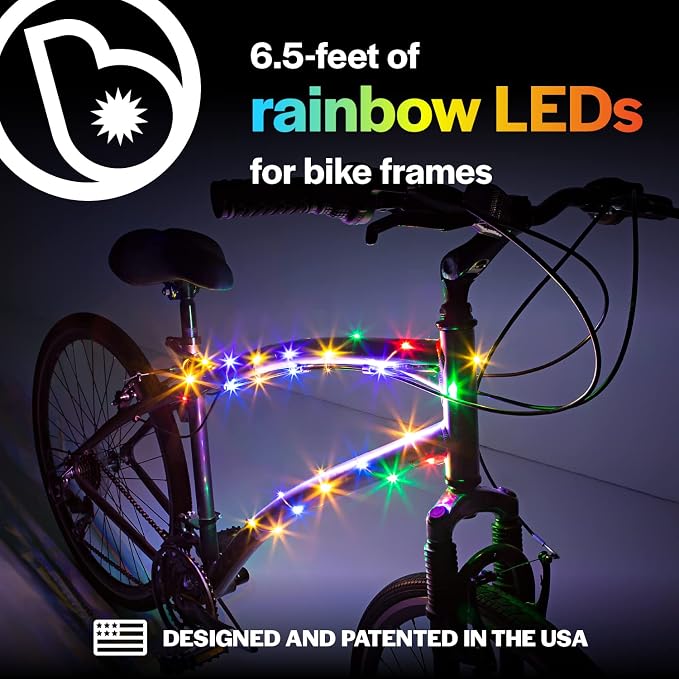 Brightz CosmicBrightz LED Bike Frame Rope Light - 6.5-Foot String Rope - Battery-Powered with On/Off Switch - Ultra Bright Color Keeps Your Ride Fun and Safe for Kids, Teens, & Adults