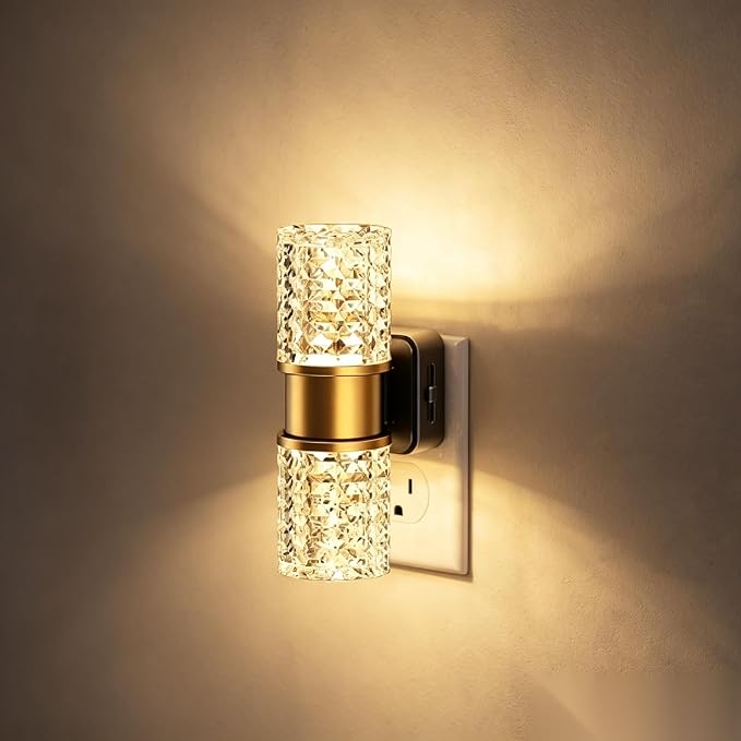 JandCase Night Light, Night Lights Plug into Wall,Automatic LED Night Light | Adjustable Brightness, 3000K Plug in Night Lights with Auto Light Sensor, for Bathroom Bedroom Hallway Decor