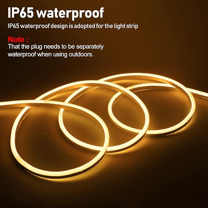 FORT LED Neon Strip Lights 50FT 15M Warm White 110V 120V Led Rope Light AC Driverless Waterproof High Brightness, Easy Installation - Energy-Saving, UV-Resistant - 2 Yr Warranty ETL ROHS FCC