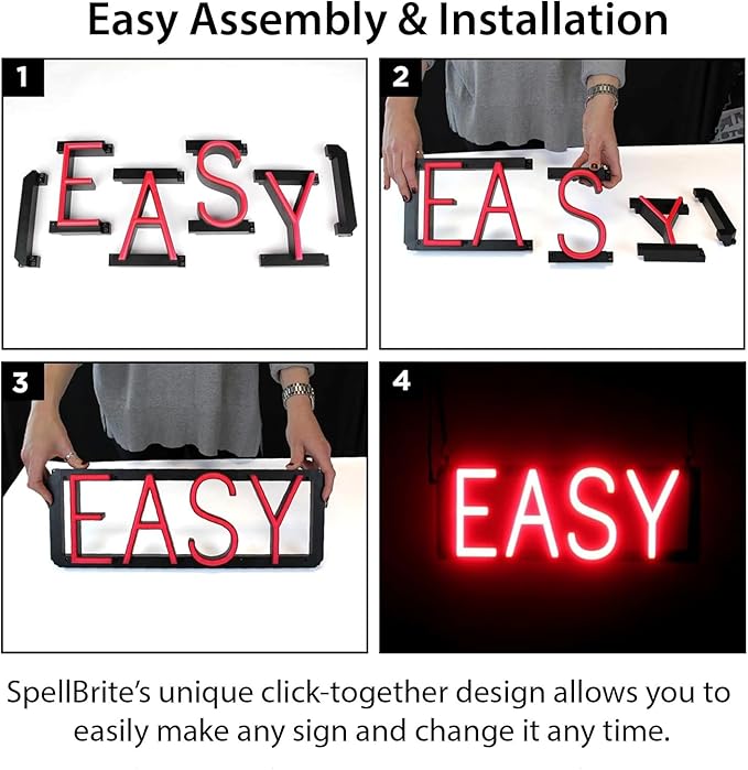 LED Neon CHECK OUT Sign for Business - Red, 34" x 6" | Ultra-Bright Click-Together Signage for Hotels & Motels, with Visibility from 500 ft - 8 Animations, 6 Brightness Options