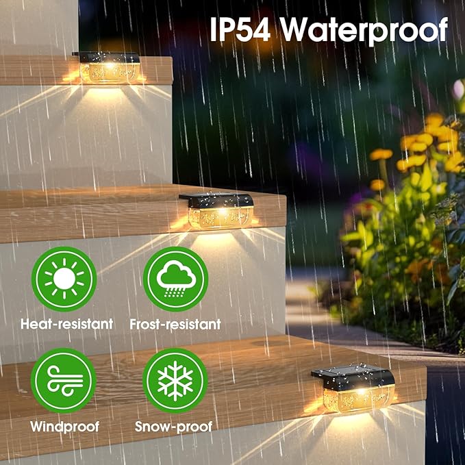 Solar Deck Lights 12 Pack, Solar Lights Outdoor Waterproof for Outside, Stairs, Step, Fence, Yard, Garden, Patio, Pool, Railing (Warm White)