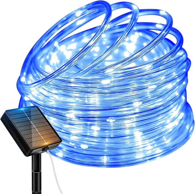 btfarm Solar Rope Lights, 120LED 46FT String Lights Outdoor Waterproof | 8 Modes, Timer & Memory Function, Tube Trampoline lighting for Outside Garden Tree Christmas Yard Patio Decor, Blue
