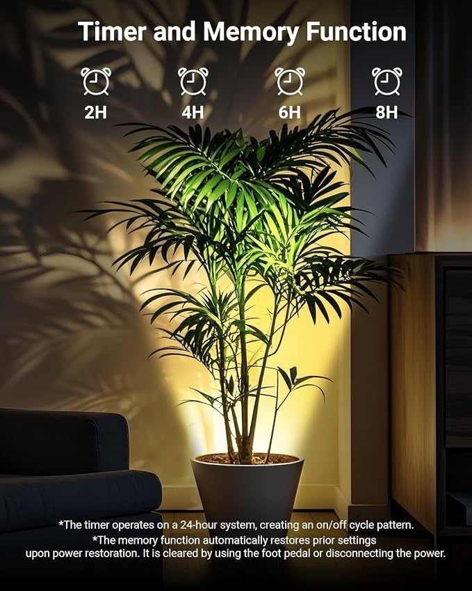 2 Pack Uplighting Indoor, LED Floor Can Lights with Remote and Timer, 3 Color Temps Dimmable Spotlight for Corner Sofa Plant Home Accent Lighting, 5.9 FT Plug Cord & Foot Switch, Black