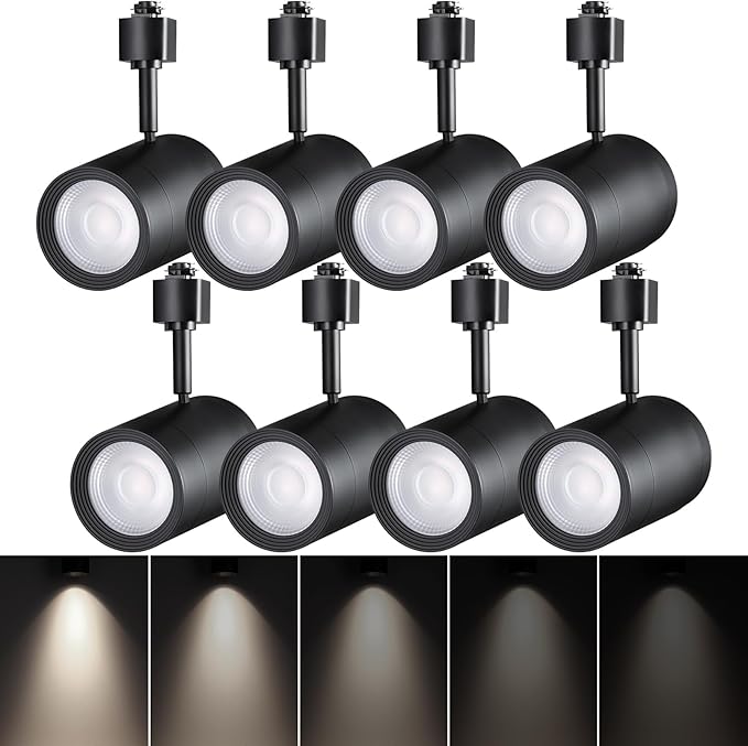 LEONLITE 8-Pack Retail Pro Series 17.5W LED H Track Lighting Heads, ETL, Commercial Dimmable H Track Light Heads for Store Shop Restaurants, CRI90 Track Lighting, 4000K, Matte Black