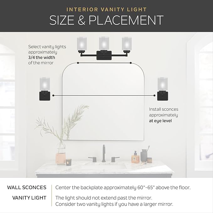 Kichler Farum 2-Light Bathroom Vanity Light, Champagne Bronze | Modern vanity light with opal glass for bathroom mirrors (19.25" x 9.5"), 55154CPZ