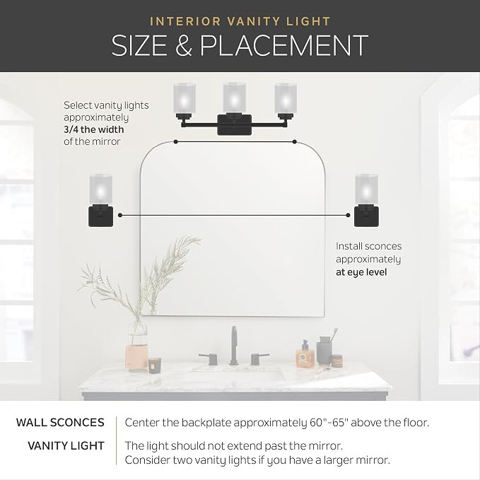 Kichler Adani 3-Light Bathroom Vanity Light, Champagne Bronze | Modern vanity light with opal glass for bathrooms and powder rooms (24" x 8.25"), 55176CPZ