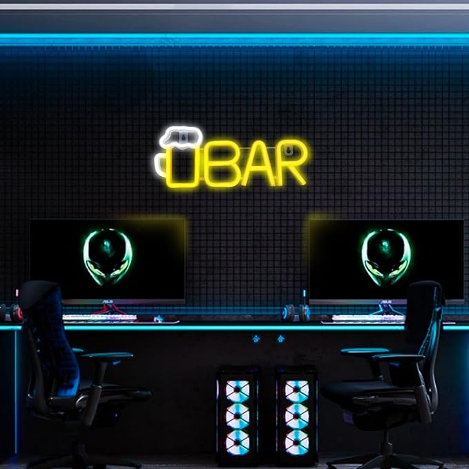 ENUOLI Bar Neon Sign, Beer Neon Light Bar LED Light,USB/Battery Powered Led Sign for Man Cave,Neon Sign for Wall Decor,Light Up Sign for Home,Club,Party Decor(Warm White)
