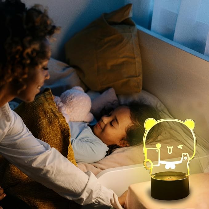 Bear Shaped 3D Night Light Gifts, Cartoon Table Lamp with Remote Control Gifts for Girls Birthday Christmas Valentine