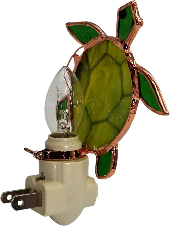 Gift Essentials Sea Turtle Plug in Night Light - Stained Glass Nightlight with On/Off Rocker Switch - Includes One 4 Watt Replaceable Incandescent Warm Glow Bulb