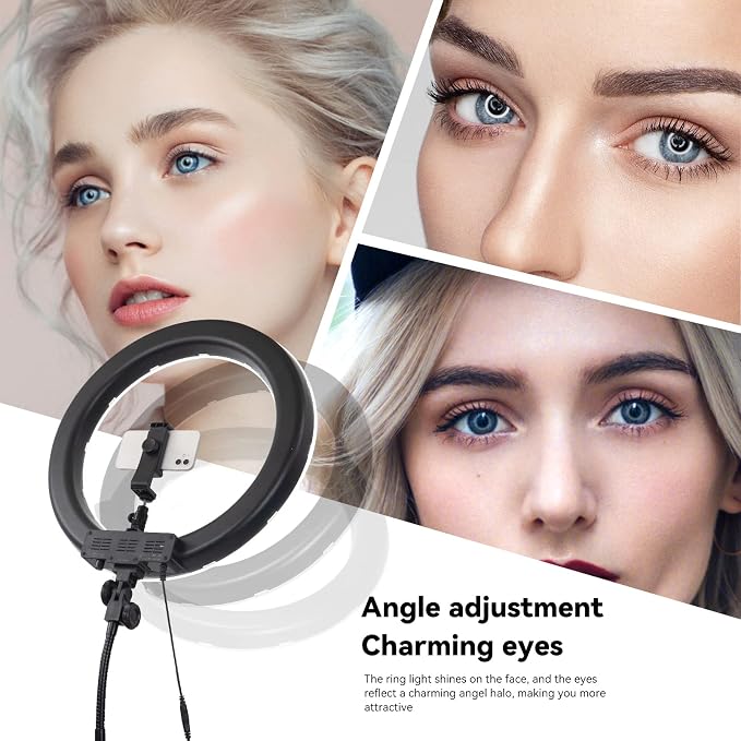 18-Inch Ring Light, 55W Dimmable 5500K Light with 240 LEDs Color Filter, Soft Tube and Carrying Bag for YouTube, TikTok, Selfies and Photography, Compatible with Camera and Smartphones