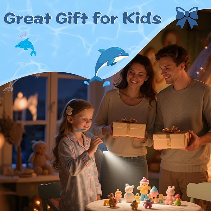 Kids Silicone Flashlight, Dimmable Flashlight for Toddlers Kids Boys Girls, Rechargeable Hanging Night Light for Camping, Night Walks and Home Use, Fun Animal Themed Portable Torch