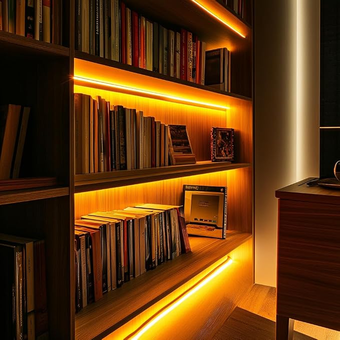 LED Strip Lights 24V COB Gold Yellow Lighting16.4ft (No Power Supply) | Super Bright, Dotless High Density 14W/m, 8mm Width Cuttable Flexible, Home DIY Commercial Decoration