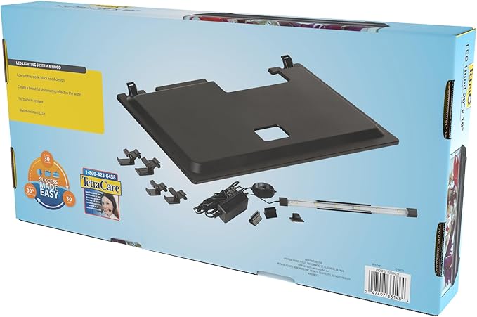 Tetra LED Hood 20 Inches By 10 Inches, Low-Profile Aquarium Hood With Hidden Lighting