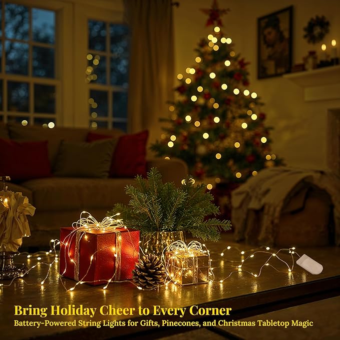 12 Pack LED Fairy Lights, 7ft 20 LED Battery Operated Silver Wire String Lights, Warm White Mini Starry Lights for DIY Crafts, Wedding, Party, Bedroom, Christmas Decorf. (12 Pack – Warm White)