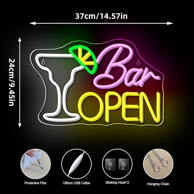 Bar Open Neon Sign Wall Decor Neon Light Bedroom Wall Decor Suitable for Classroom Book Party Library Decoration Reading Room Bookish Decor Gift