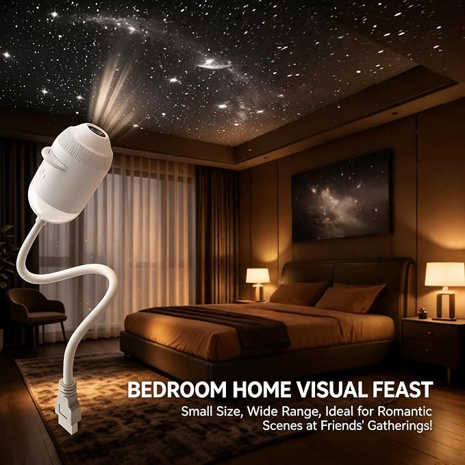 2-in-1 Galaxy Projector Night Light, Smart Dynamic 5D Holographic Night Light Projector, 360° Rotating Plug and Play Star Projector,Mini Galaxy Projector for Bedroom Ceiling Wall Room Decor (24 Films)