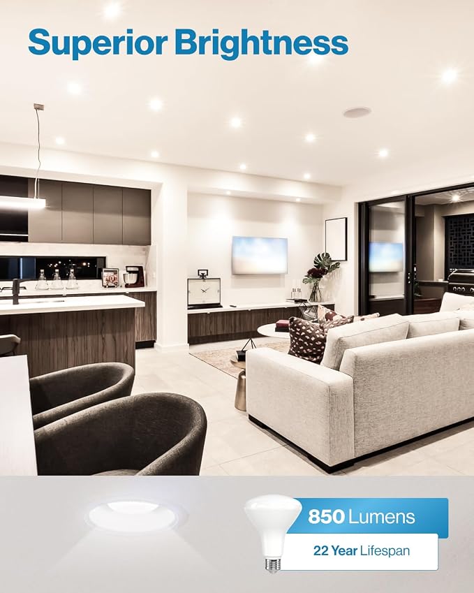 Sunco BR30 LED Bulb Flood Light, E26, 11W=65W, 6000K Daylight Deluxe | 850LM, Dimmable, Indoor, Home, Bedroom, Kitchen Lighting, Recessed Can Light Bulbs, Medium Base, Recessed Flood Light Bulbs