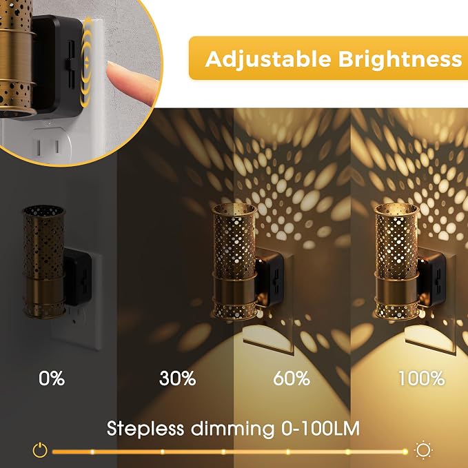 L LOHAS LED Night Light, 2 Pack Dimmable Night Lights Plug into Wall | Vintage Nightlight with Light Sensor, Soft White, 0-100LM Plug in Aesthetic Night Light for Adults Bathroom Hallway Gift