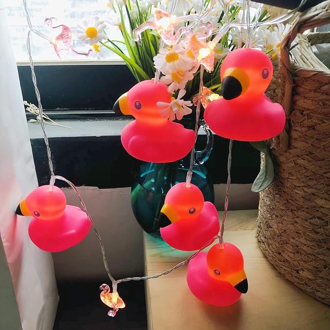 Cute Flamingo Lights Flamingo String Lights Battery Operated Flamingo Fairy Lights for Children Bedroom Home Wedding Holiday Decortion (Flamingo, 1.65m/10LED)