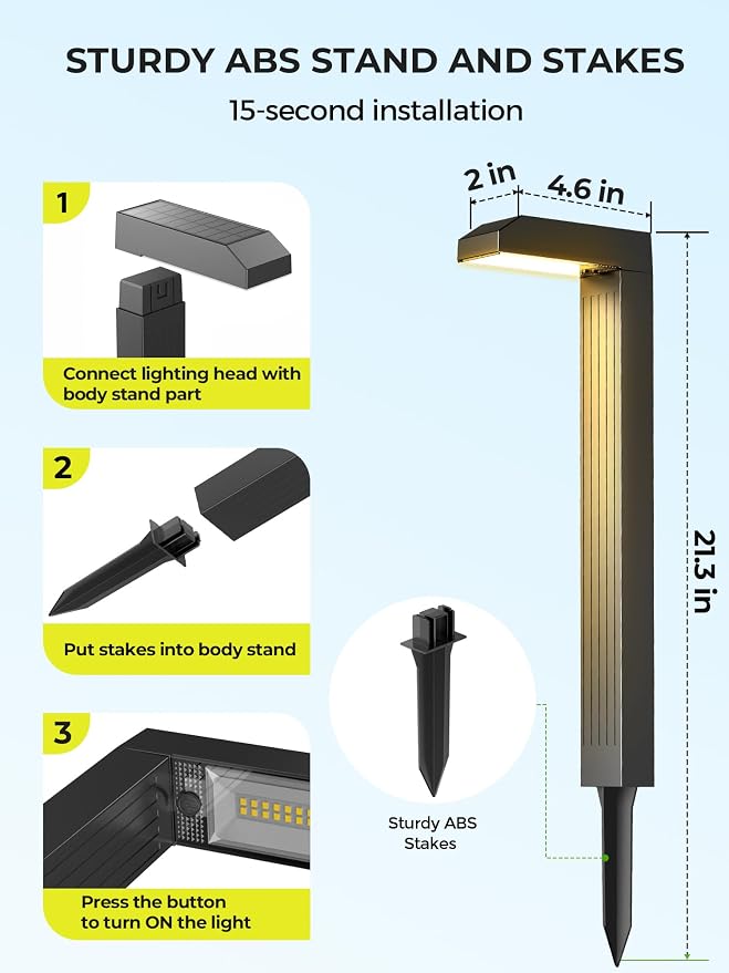 COXSENI Solar Pathway Lights Outdoor,3 Color Temperatures,20 LEDs,6 Pack | Clear Tempered Glass Solar Panel,IP65 Waterproof,Bright Led Landscape Lighting,Yard,Walkway,Driveway,Patio,Lawn,Auto On Off