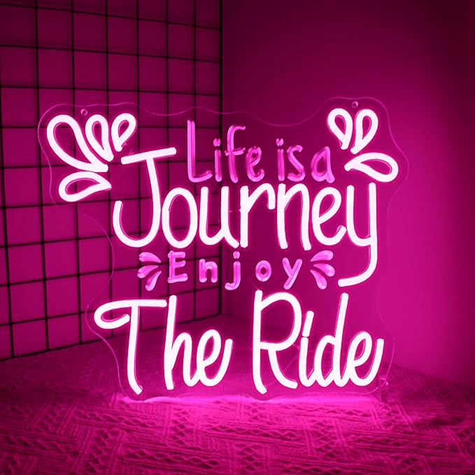 Whfobfe Neon Sign Led Neon Lights Signs for Wall Decor USB Powered Led for Room Decoration (Journey The Ride)