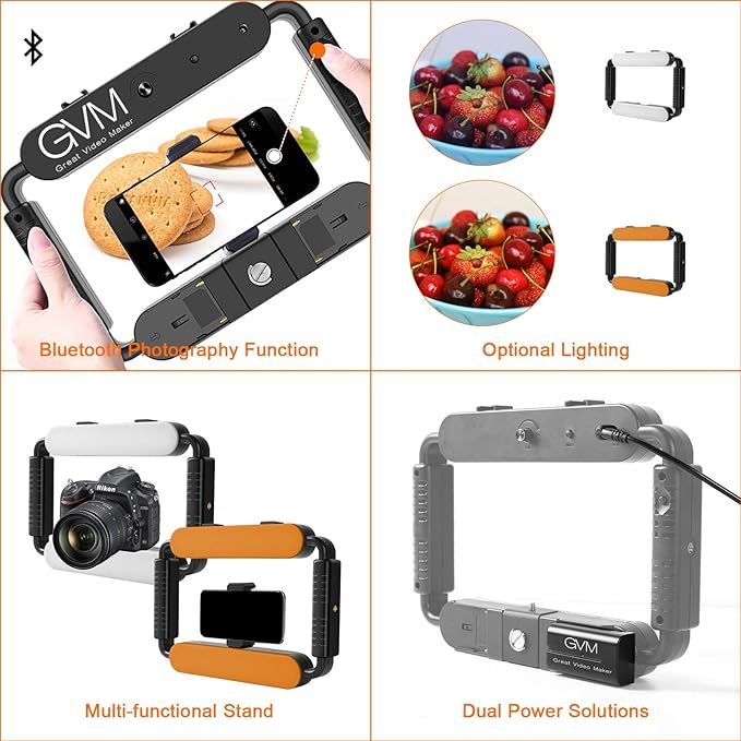 GVM Great Video Maker LED Ring Light 5600K Selfie Light, Smartphone Video Rig & Phone Video Stabilizer for Camera, Smartphone, Makeup, YouTube Setup, Self-Portrait Shooting with Bluetooth