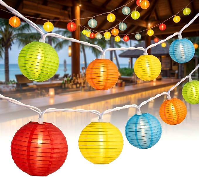 Multicolor Lantern String Lights,Colorful Hanging Lanterns String Light in Home & Garden Decorative Lights for Indoor Outdoor Patio Party Wedding Bedroom Bistro Bar