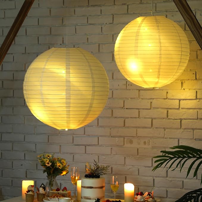 Glooglitter 5 Pcs 20 Inch Large White Paper Lanterns Gaint Chinese Moon Round Paper Lamp Japanese Jumbo Hanging Lanterns for Wedding Graduation Bridal Shower Birthday Party Supplies Decoration
