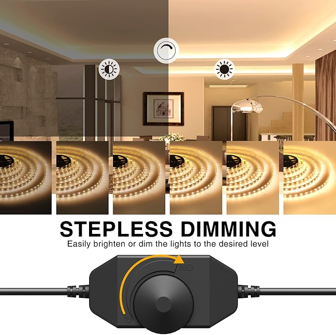 Onforu Warm LED Strip Lights, 65.6ft Dimmable Tape Light for Under Cabinet | 20M 6000K Flexible 12V Adhesive Ribbon Easter Rope Light for Kitchen, Bedroom, Home Decor
