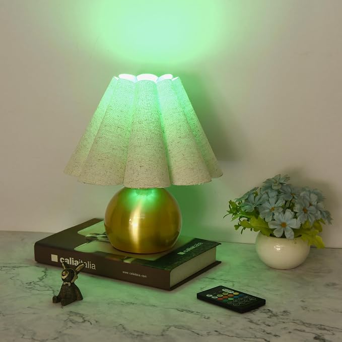 Ziqqeelam Rechargeable Cordless Small Table Lamp, Battery Operated Remote Control Gold Mini Table Lamps for Bedroom Nightstand, Cute Small Table Lamp for Small Spaces for Kitchen Counter, Bookshelf