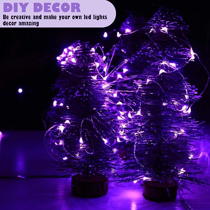 [12-Pack] LED String Lights, Christmas Lights, Self-Timing 6.5 ft 20 Purple LED Fairy Lights Battery Operated Waterproof for Garden Patio Bedroom Xmas Decor Indoor Outdoor Party Celebration Lighting