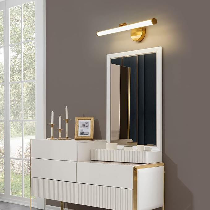 KAISITE Bathroom Light Fixture Over Mirror - Gold Vanity Light Fixture 15W 5CCT Angle Adjustable 22 Inch LED Dimmable Modern Vanity Light Bar for Bedroom Living Room Bathroom
