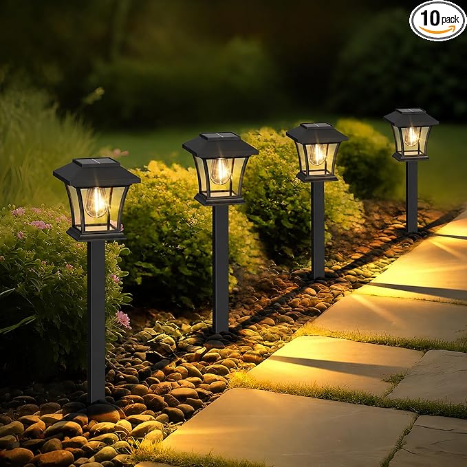 Sparkblaze Solar Pathway Lights Outdoor, 10 Pack, Warm White | Ideal for Walkways, Gardens, Lawns, Driveways & Landscape Lighting, Automatic Dusk-to-Dawn Lighting