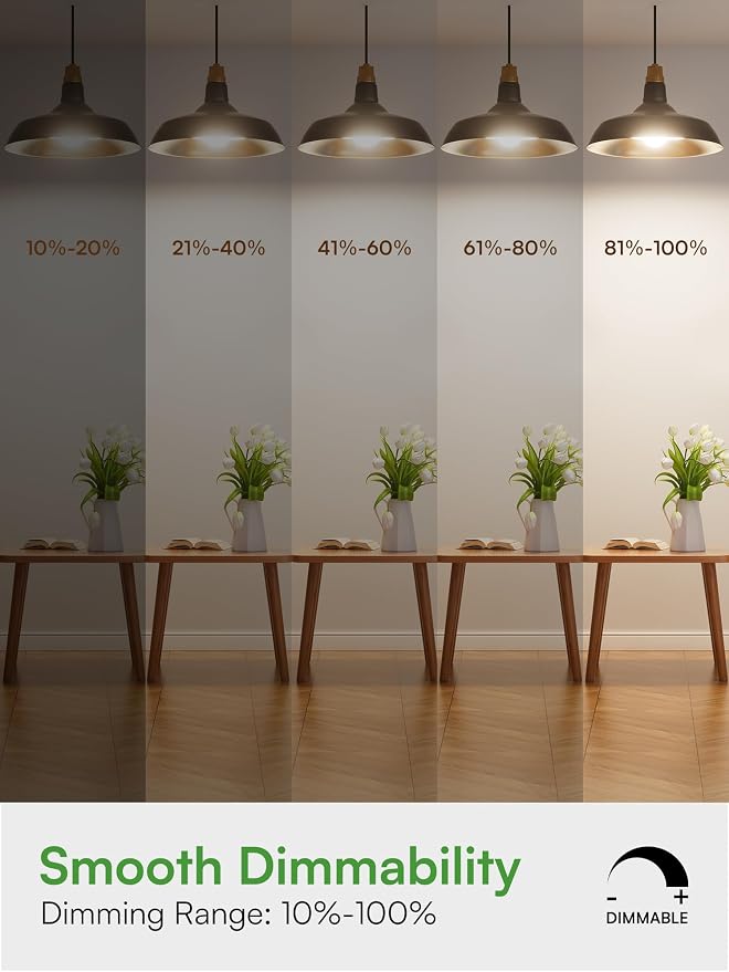TJOY A19 Dimmable LED Light Bulb, 60 Watt Eq, Neutral Cool White 4000K, E26 | 800 Lumens Standard Base, Energy Saving Lightbulbs, Efficient 9W, 120V, 15,000 Hour Lifetime, 6 Pack