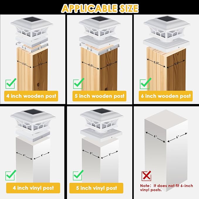 2 Pack Solar Post Cap Lights Outdoor Waterproof, Fits 4x4, 5x5, 6x6 Wooden & Vinyl Fence Decks, Edison LED Bulb with Warm & Cool White Light Modes (Classic White, 2)