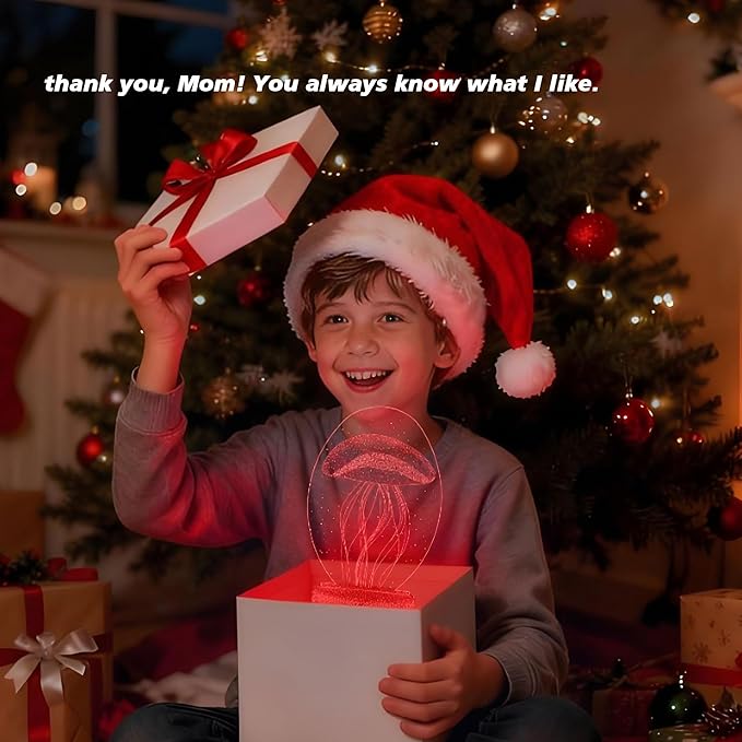 3D Jellyfish Night Light with Remote - 3 in 1 Ocean Acrylic Panels (Jellyfish, Dolphin, Shark), 16 RGB Colors ，4 Modes, USB/Battery(Not Included), Christmas Gift for Kids, Marine Theme Decor